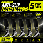 5-Pack Anti-Slip Grip Socks – Silicone Non-Slip Football Socks for Men & Women