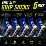 Anti-Slip Grip Soccer Socks 5-Pack | Kids & Adults