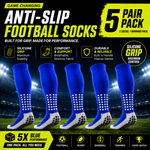 5-Pack Anti-Slip Grip Socks – Silicone Non-Slip Football Socks for Men & Women