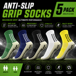 Anti-Slip Grip Soccer Socks 5-Pack | Kids & Adults