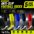 5-Pack Anti-Slip Grip Socks – Silicone Non-Slip Football Socks for Men & Women