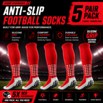 5-Pack Anti-Slip Grip Socks – Silicone Non-Slip Football Socks for Men & Women