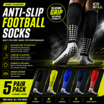 5-Pack Anti-Slip Grip Socks – Silicone Non-Slip Football Socks for Men & Women