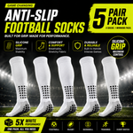 5-Pack Anti-Slip Grip Socks – Silicone Non-Slip Football Socks for Men & Women
