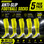 5-Pack Anti-Slip Grip Socks – Silicone Non-Slip Football Socks for Men & Women