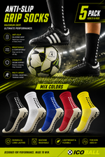 Anti-Slip Grip Soccer Socks 5-Pack | Kids & Adults