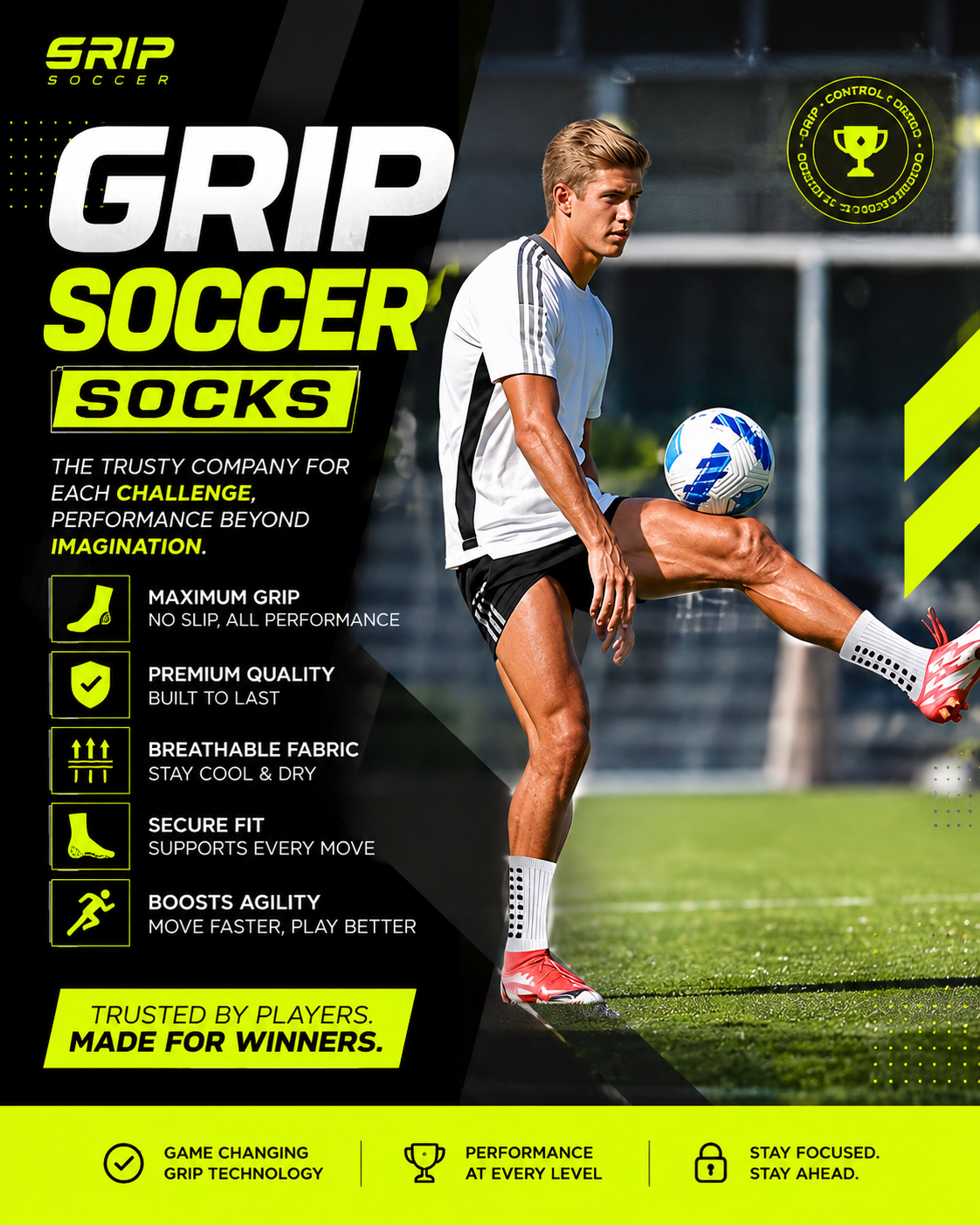 5-Pack Anti-Slip Grip Socks – Silicone Non-Slip Football Socks for Men & Women